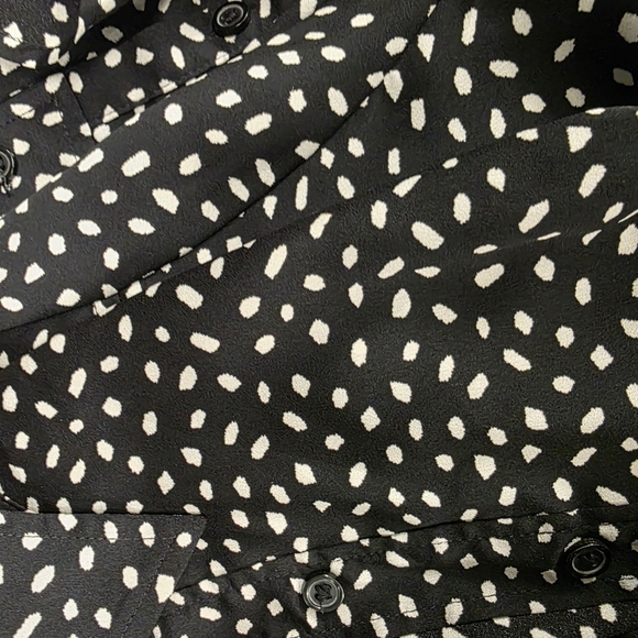 Ann Taylor Sheer pull-over Tunic button polka dot blouse size 8 - Picture 3 of 14